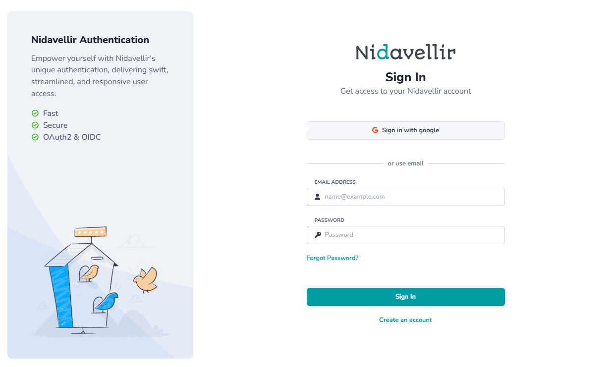 Start by creating an account login