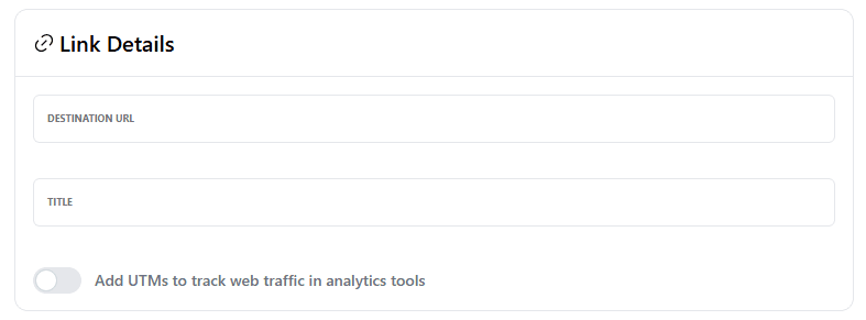 Enter the Destination URL linkdetails